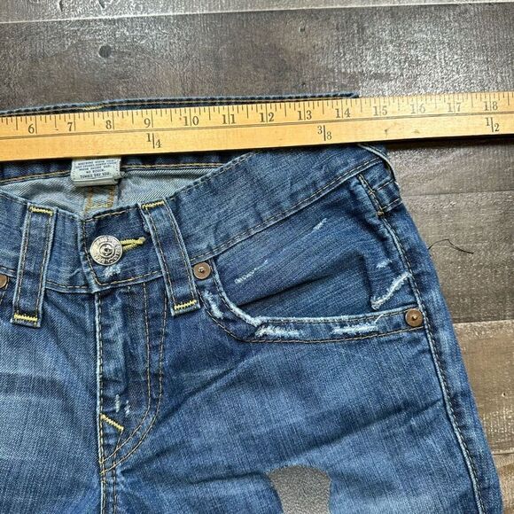 True Religion Women’s Size 28 Straight Leg Jeans Blue Denim Medium Wash Big T - Picture 9 of 10
